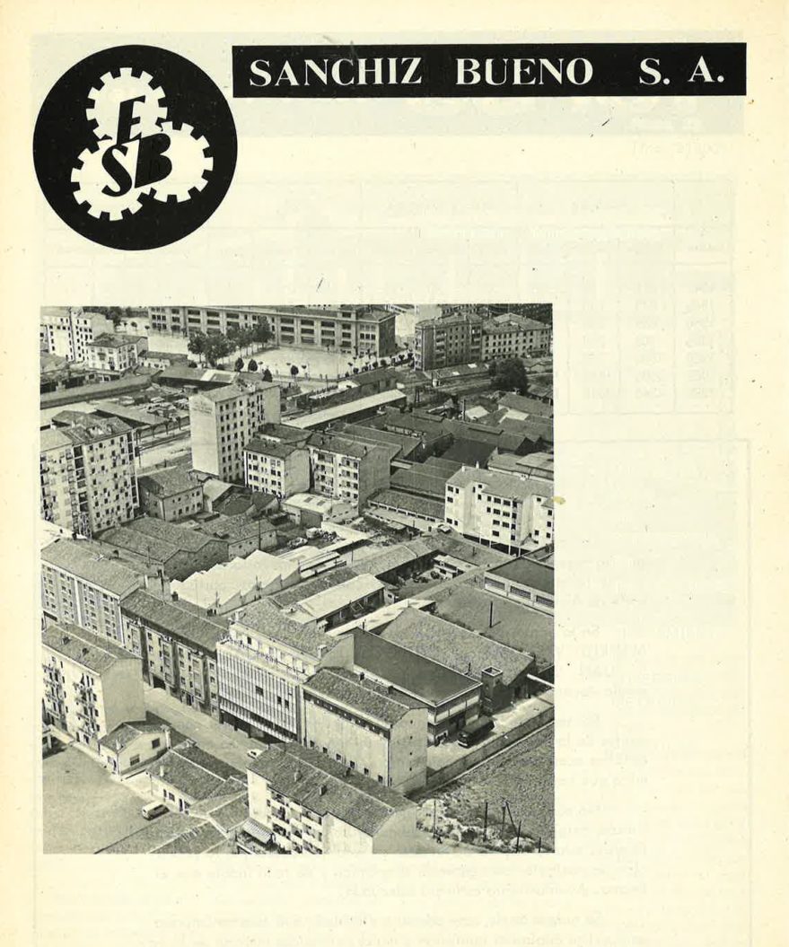 Publicidad de la empresa Sanchiz Bueno donde se puede apreciar el aspecto del entorno de la calle Arana cuando se alternaban pequeñas industrias y viviendas. Revista Resumen 11 de abril de 1970.