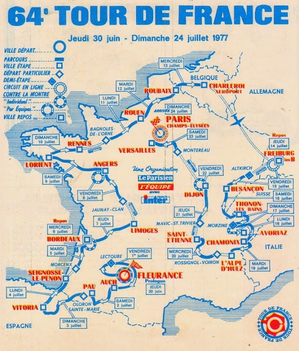 Recorrido completo del Tour de 1977.