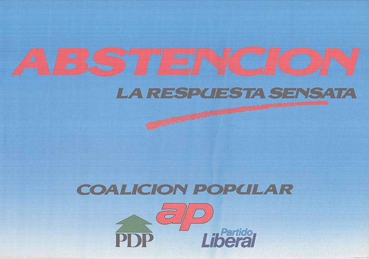 Cartel de Coalición Popular defendiendo la abstención en el referéndum de 1986.