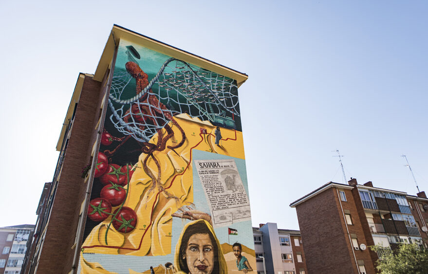 Mural zaramaga colaborativo denuncia sahara