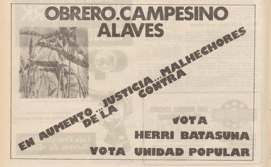 Publicidad de HB para las elecciones al Parlamento Vasco de 1980. Norte Expres 25 de febrero de 1980. Hemeroteca Liburuklik.